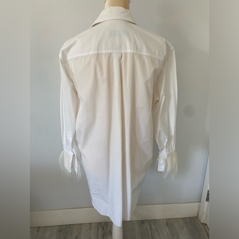 Valentino White Cotton Feather Cuffs Shirt, Italian size 38 - Picture 3 of 9